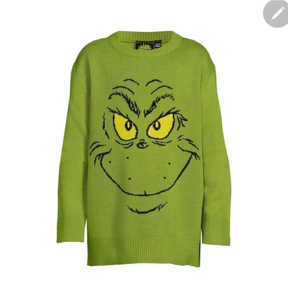 Nwt The Grinch Unisex Boys Girls Graphic Holiday Crew Neck Sweater, Size S